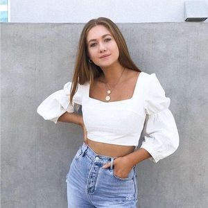 Urban Outfitters Romeo Puff Sleeve Cropped Top